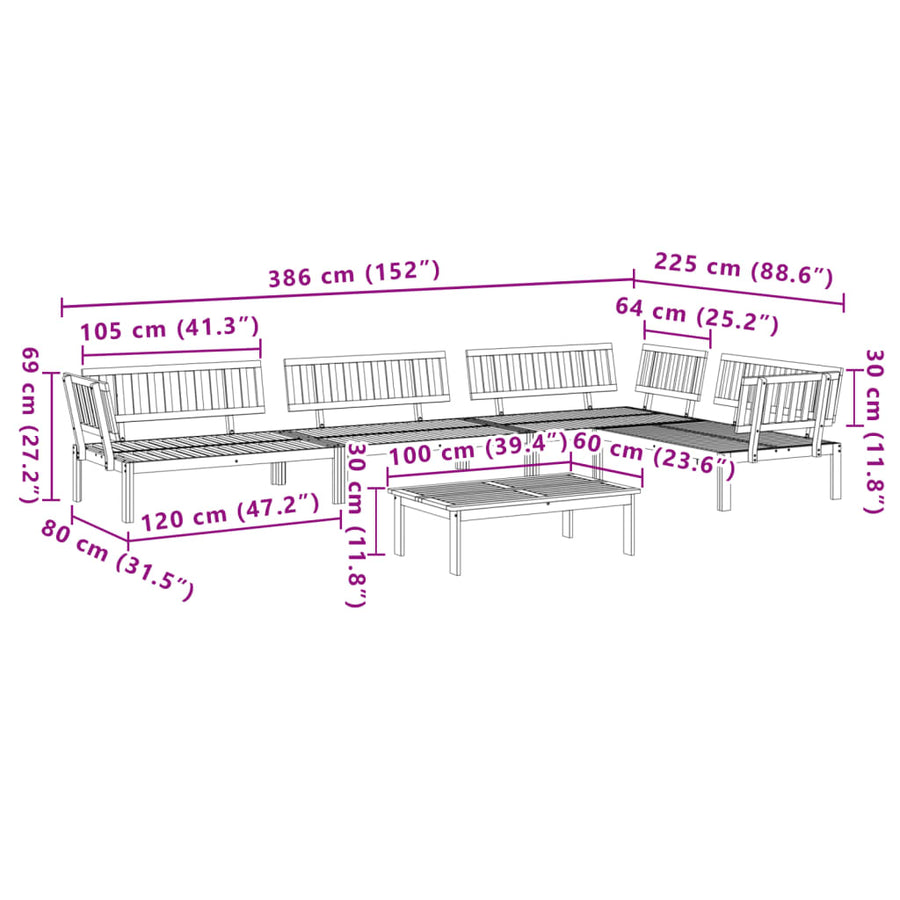5-Delige Loungeset Pallet Massief Acaciahout Bruin 1