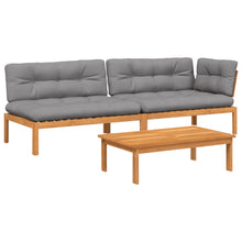 3-Delige Loungeset Pallet Met Kussens Massief Acaciahout Donkerbruin