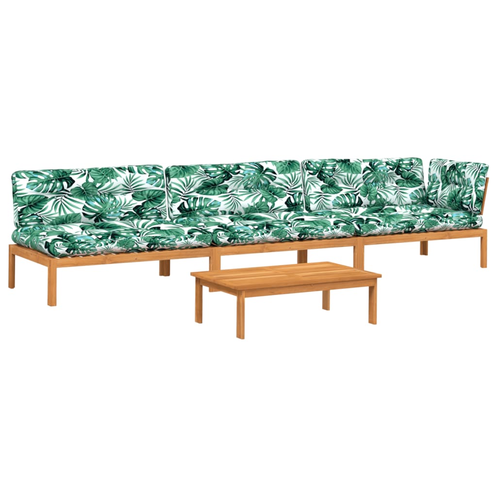 4-delige Loungeset pallet met kussens massief acaciahout