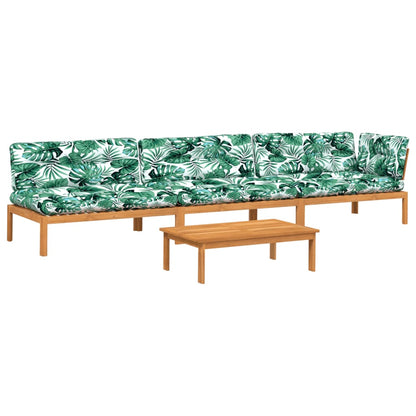 4-delige Loungeset pallet met kussens massief acaciahout
