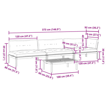 4-delige Loungeset pallet met kussens massief acaciahout