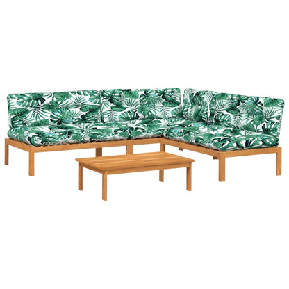4-delige Loungeset pallet met kussens massief acaciahout
