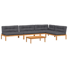 5-Delige Loungeset Pallet Met Kussens Massief Acaciahout Antraciet 1