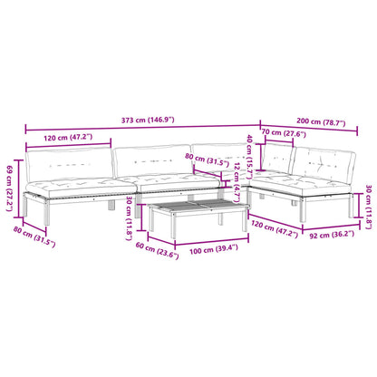 5-Delige Loungeset Pallet Met Kussens Massief Acaciahout Antraciet 1