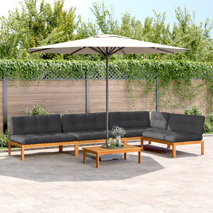 5-Delige Loungeset Pallet Met Kussens Massief Acaciahout Antraciet 1