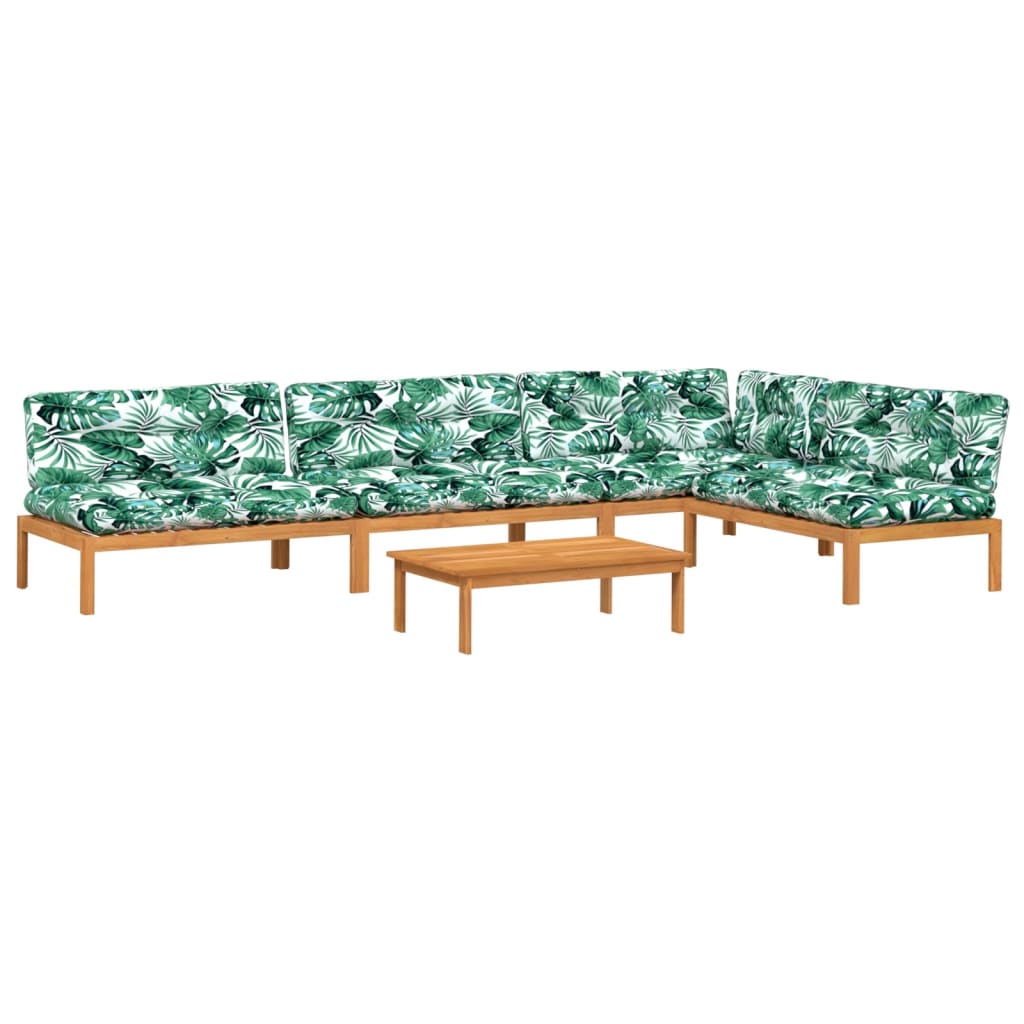 5-delige Loungeset pallet met kussens massief acaciahout