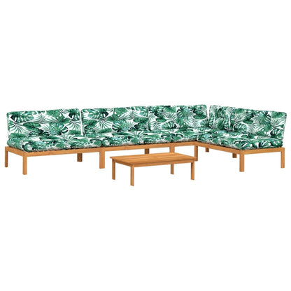 5-delige Loungeset pallet met kussens massief acaciahout