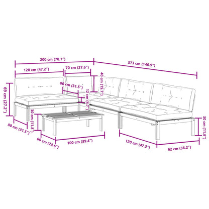5-Delige Loungeset Pallet Met Kussens Massief Acaciahout Antraciet 1