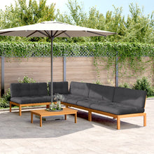 5-Delige Loungeset Pallet Met Kussens Massief Acaciahout Antraciet 1
