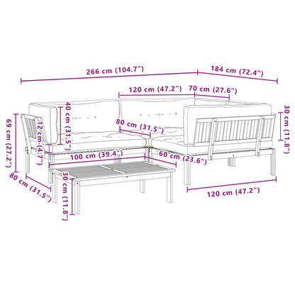 4-Delige Loungeset Pallet Met Kussens Massief Acaciahout Grijs 1