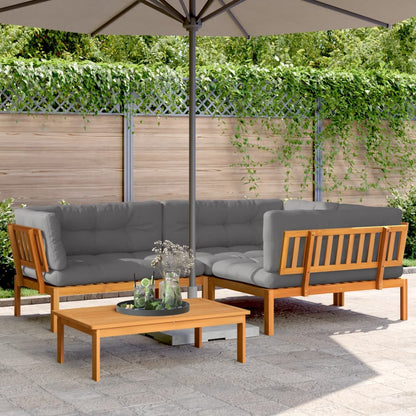 4-Delige Loungeset Pallet Met Kussens Massief Acaciahout Grijs 1