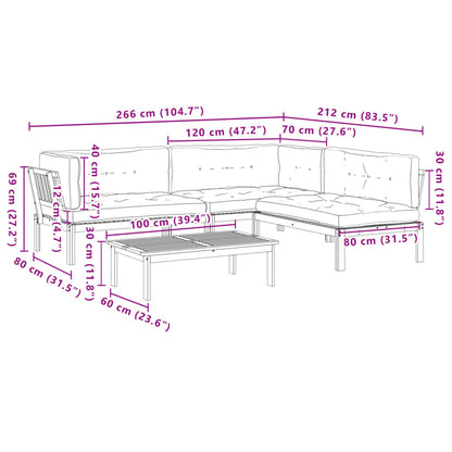 4-Delige Loungeset Pallet Met Kussens Massief Acaciahout Grijs 1