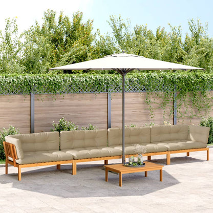 5-Delige Loungeset Pallet Met Kussens Massief Acaciahout Beige 1
