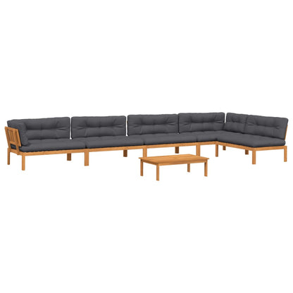 6-Delige Loungeset Pallet Met Kussens Massief Acaciahout Antraciet 1