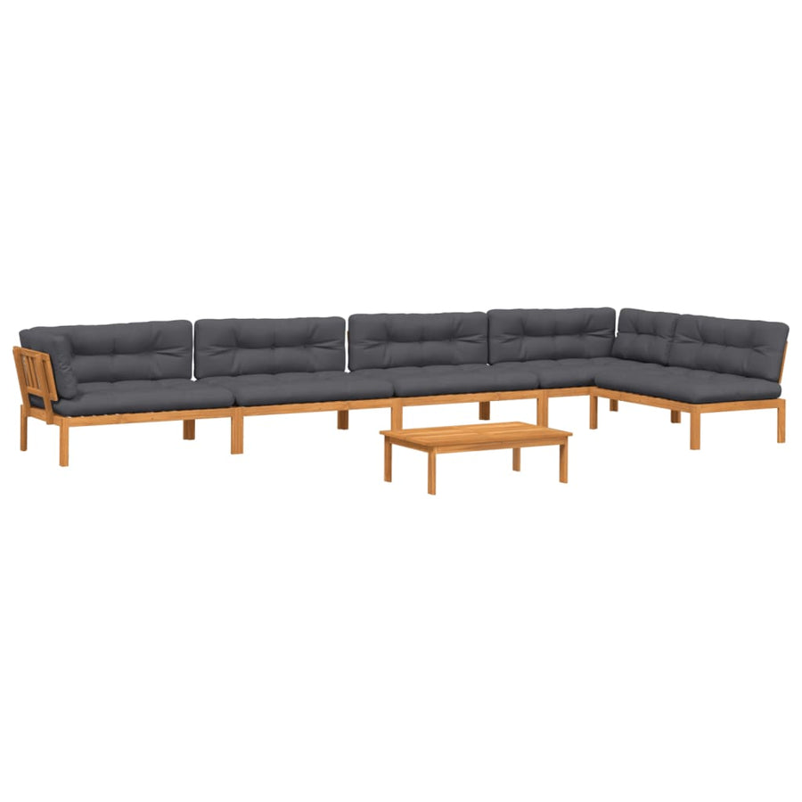 6-Delige Loungeset Pallet Met Kussens Massief Acaciahout Antraciet 1