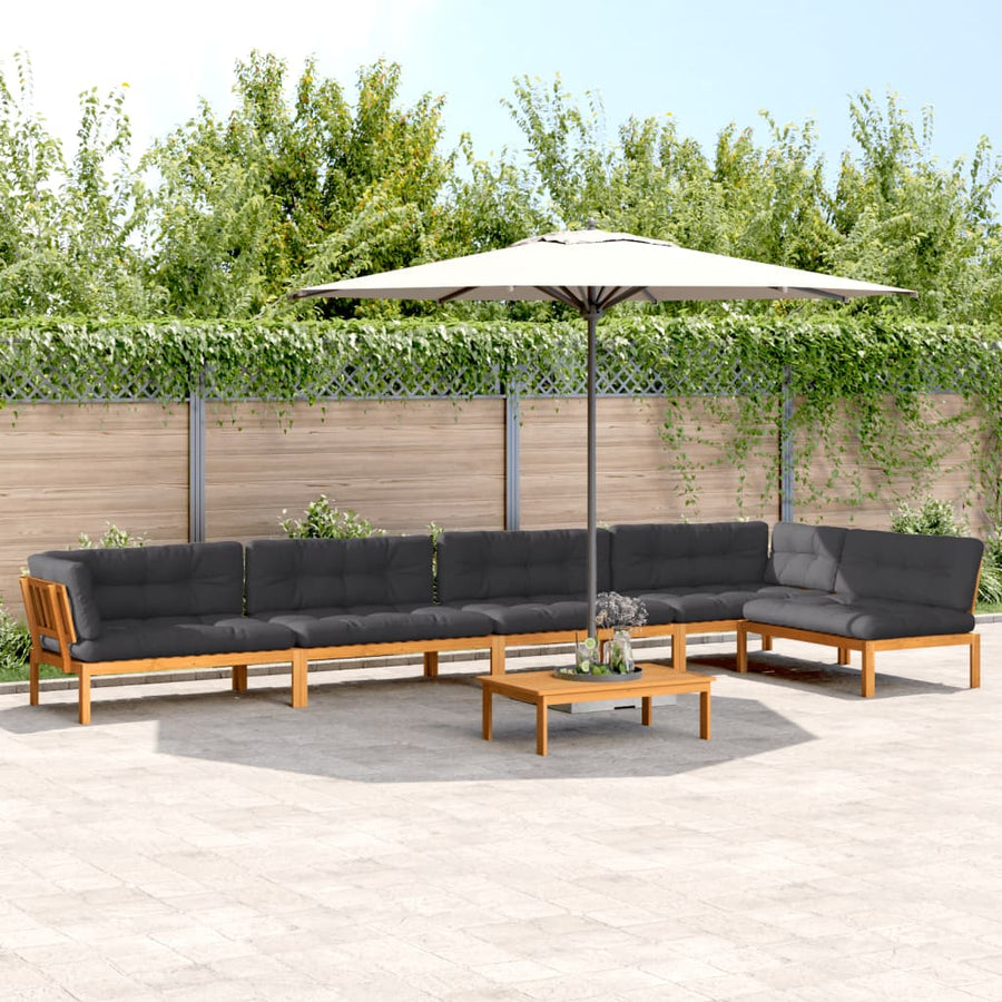6-Delige Loungeset Pallet Met Kussens Massief Acaciahout Antraciet 1
