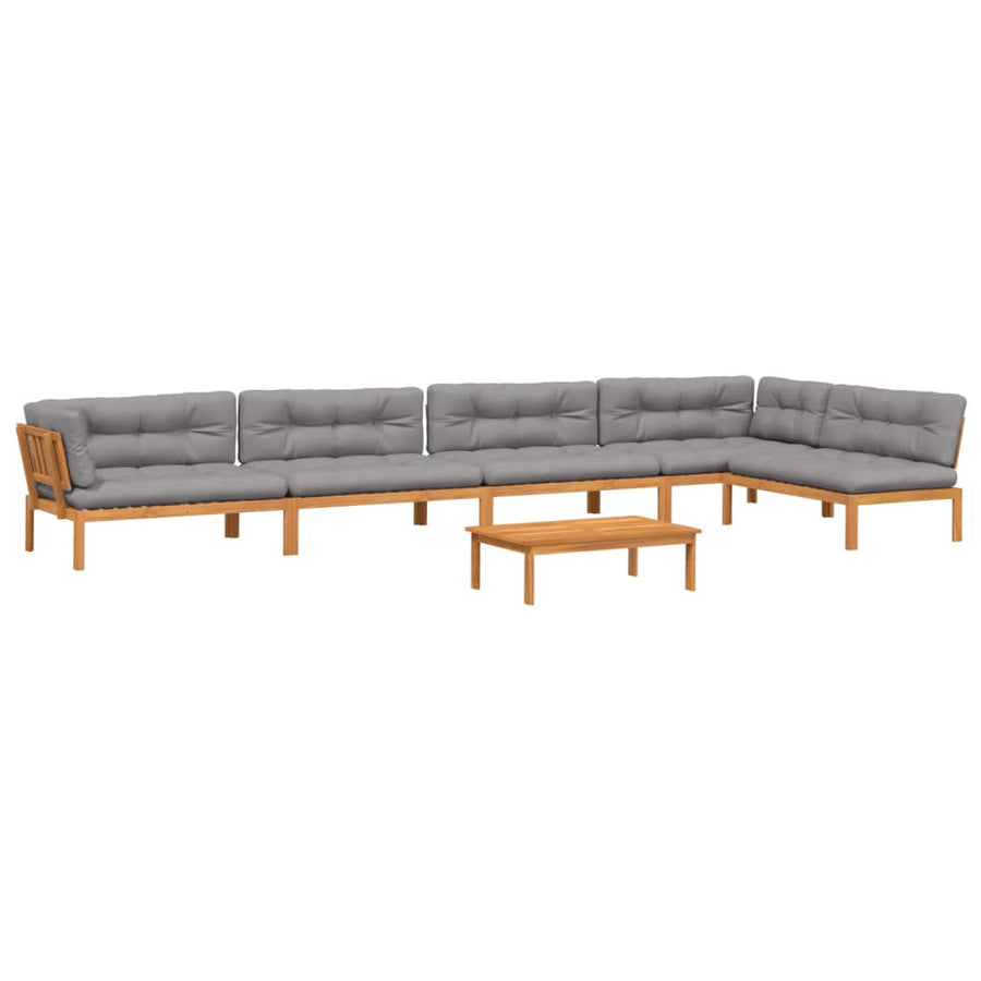 6-delige Loungeset pallet met kussens massief acaciahout