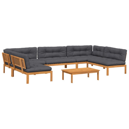 6-Delige Loungeset Pallet Met Kussens Massief Acaciahout Antraciet 1