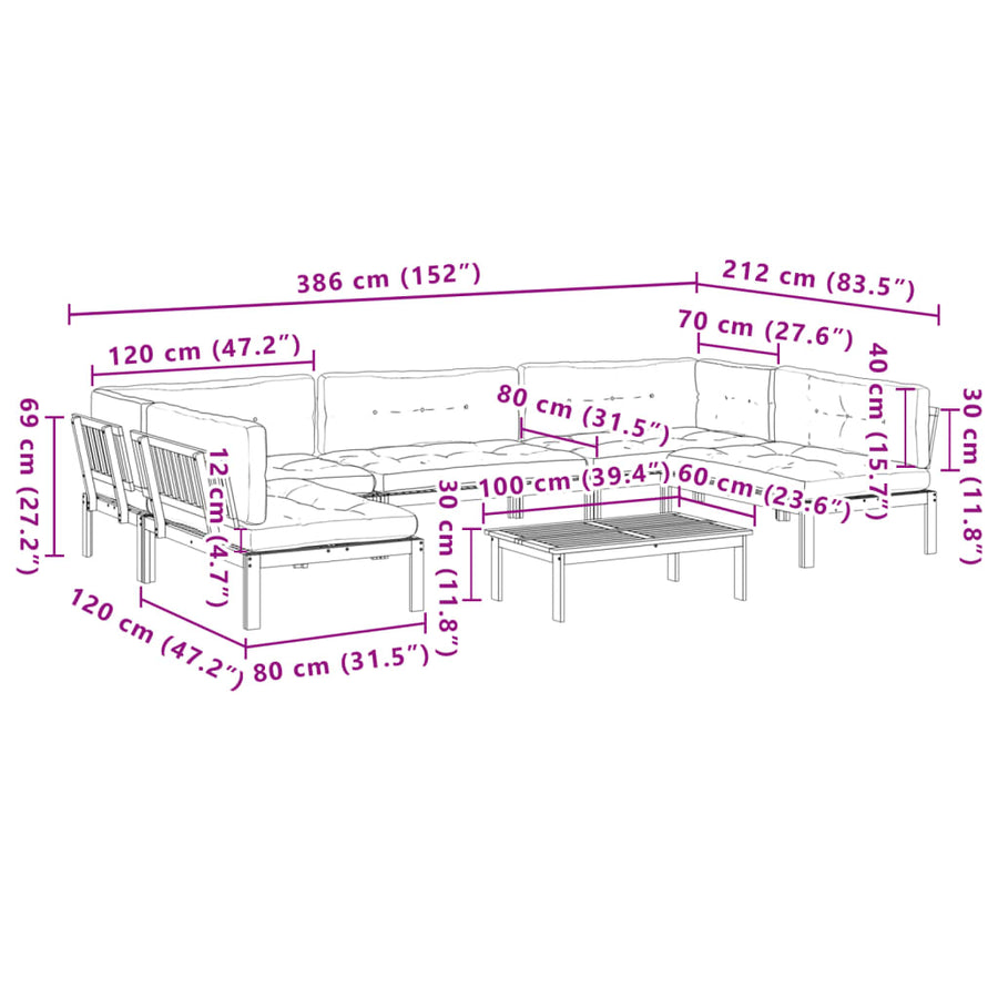 6-Delige Loungeset Pallet Met Kussens Massief Acaciahout Antraciet 1