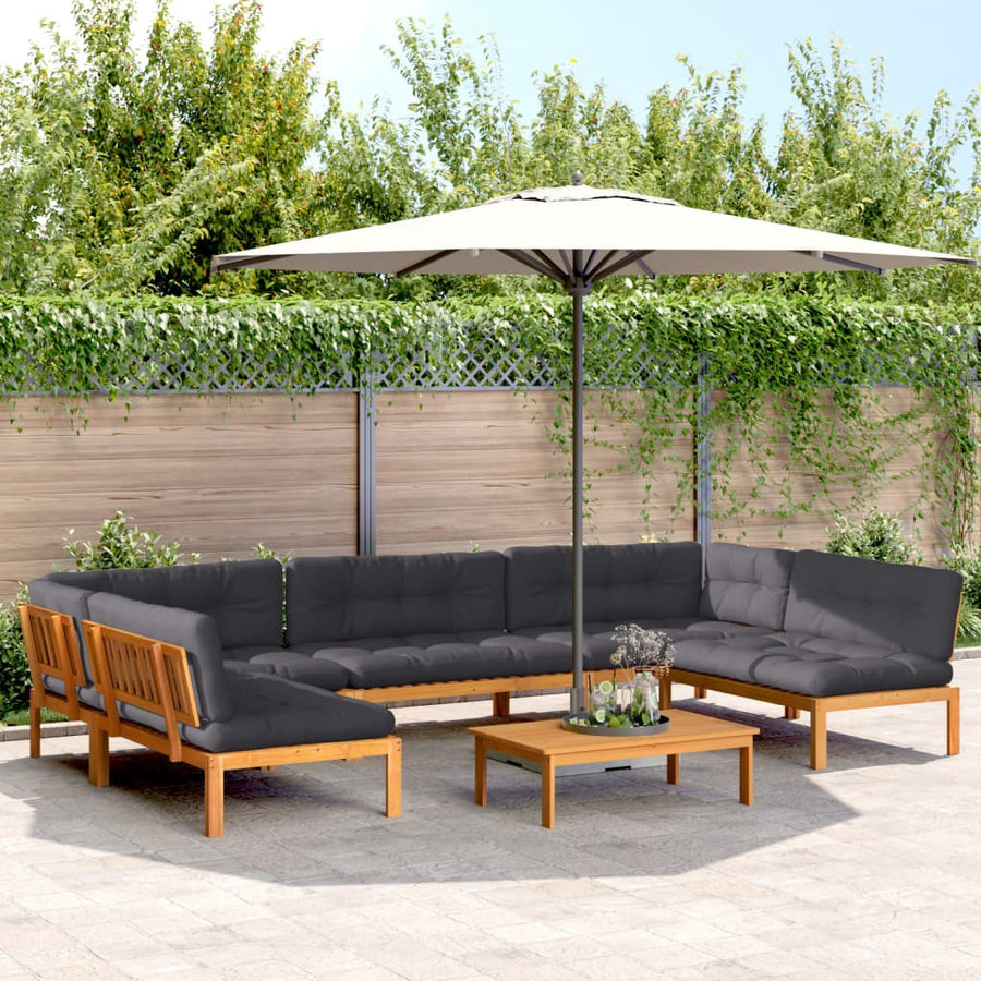 6-Delige Loungeset Pallet Met Kussens Massief Acaciahout Antraciet 1