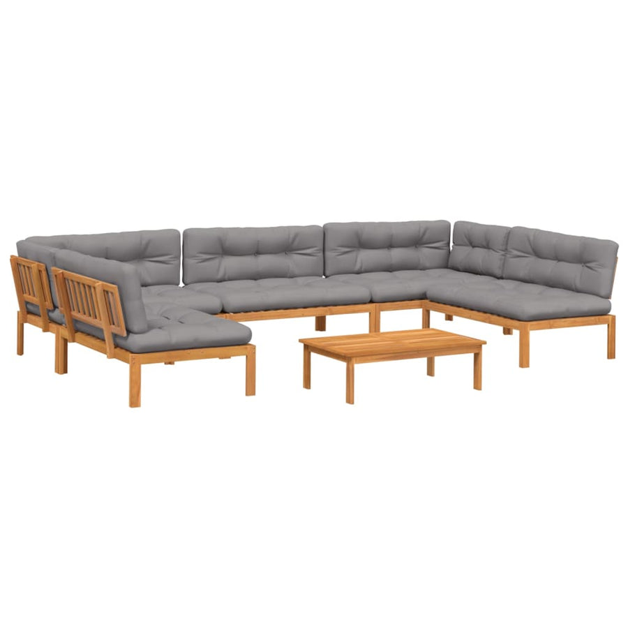 6-delige Loungeset pallet met kussens massief acaciahout