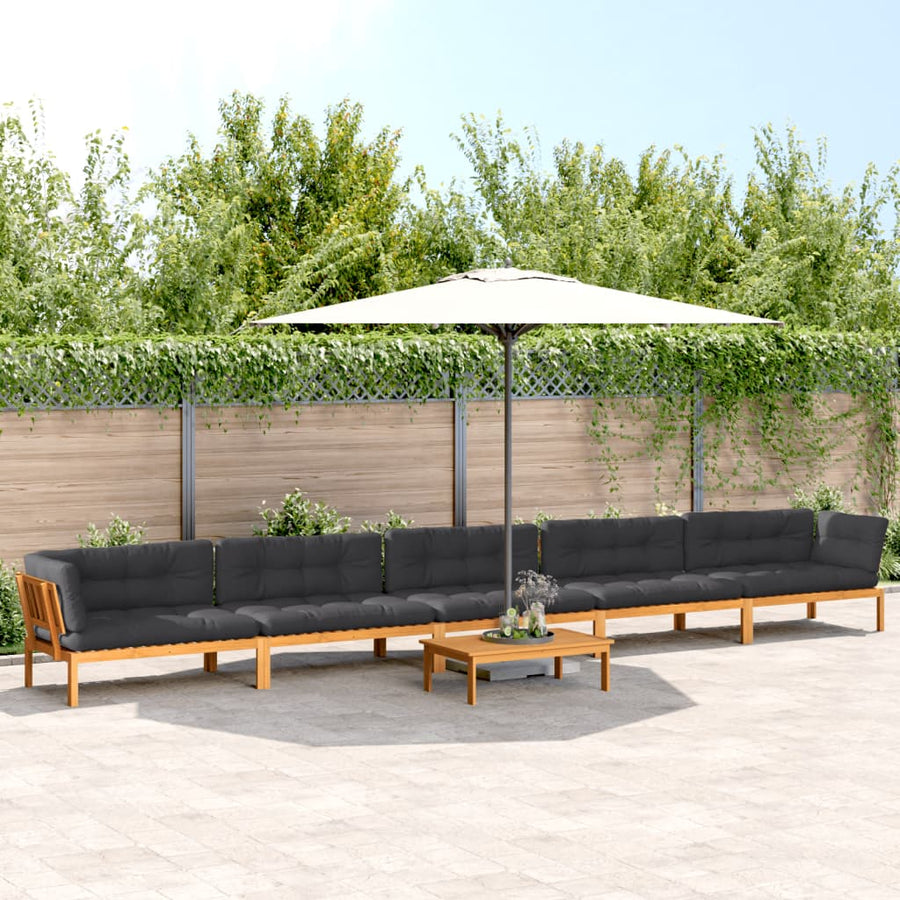 6-Delige Loungeset Pallet Met Kussens Massief Acaciahout Antraciet 1