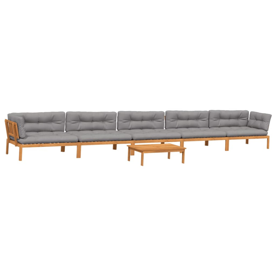 6-delige Loungeset pallet met kussens massief acaciahout