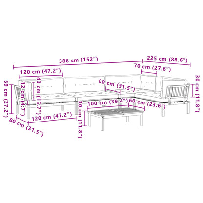 5-Delige Loungeset Pallet Met Kussens Massief Acaciahout Grijs 1