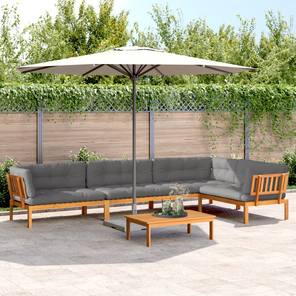 5-Delige Loungeset Pallet Met Kussens Massief Acaciahout Grijs 1