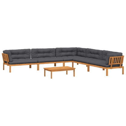 6-delige Loungeset pallet met kussens massief acaciahout