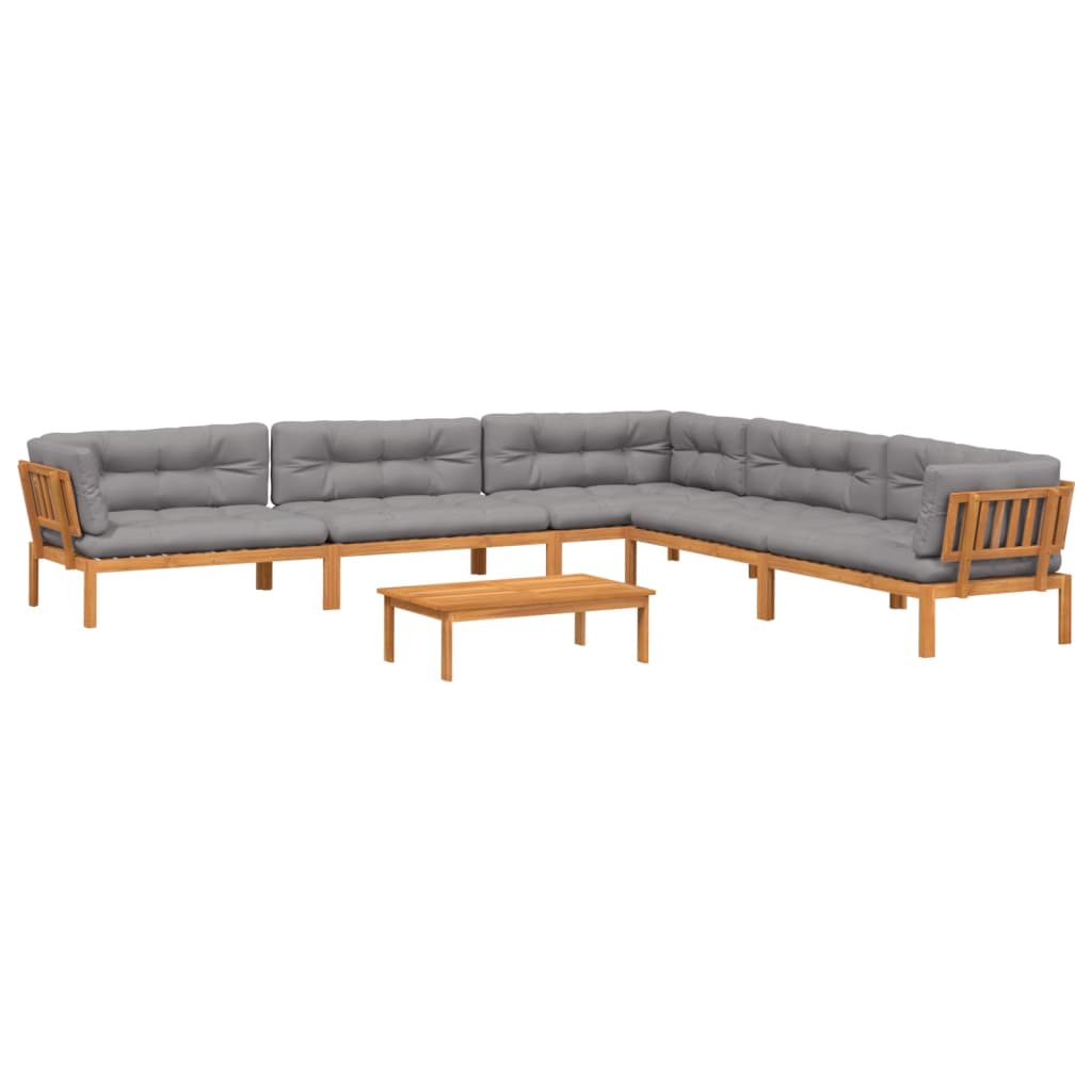 6-delige Loungeset pallet met kussens massief acaciahout