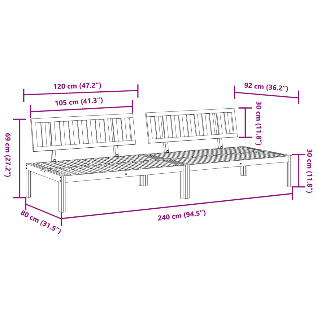 Tuinmiddenbanken 2 st pallet massief acaciahout