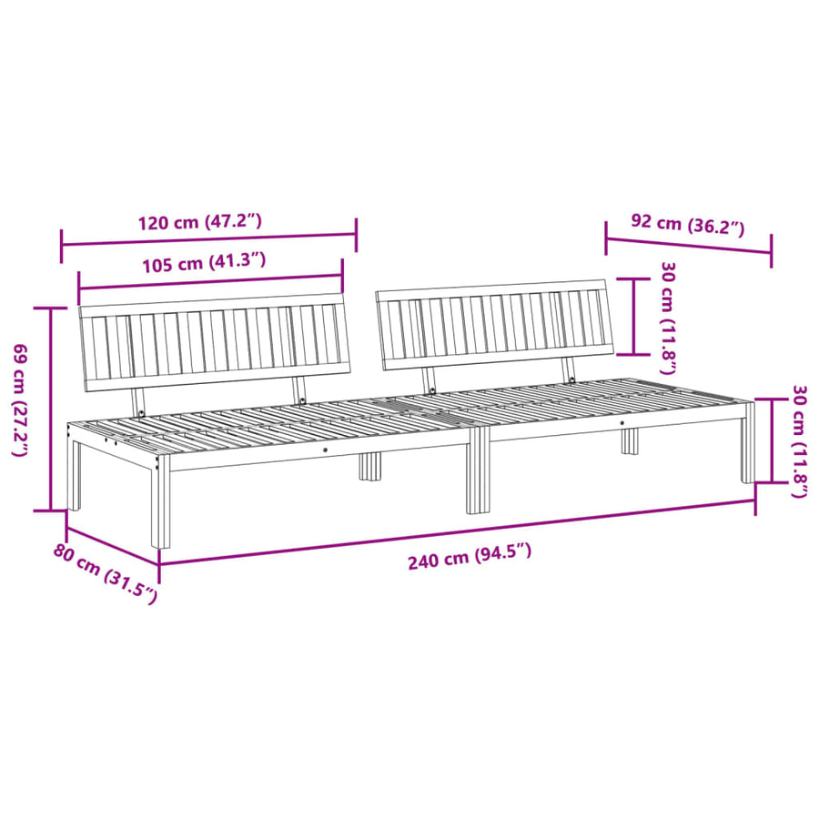 Tuinmiddenbanken 2 st pallet massief acaciahout