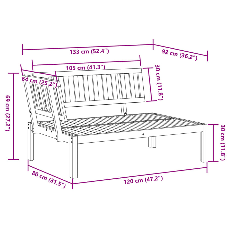 Tuinhoekbank pallet massief acaciahout
