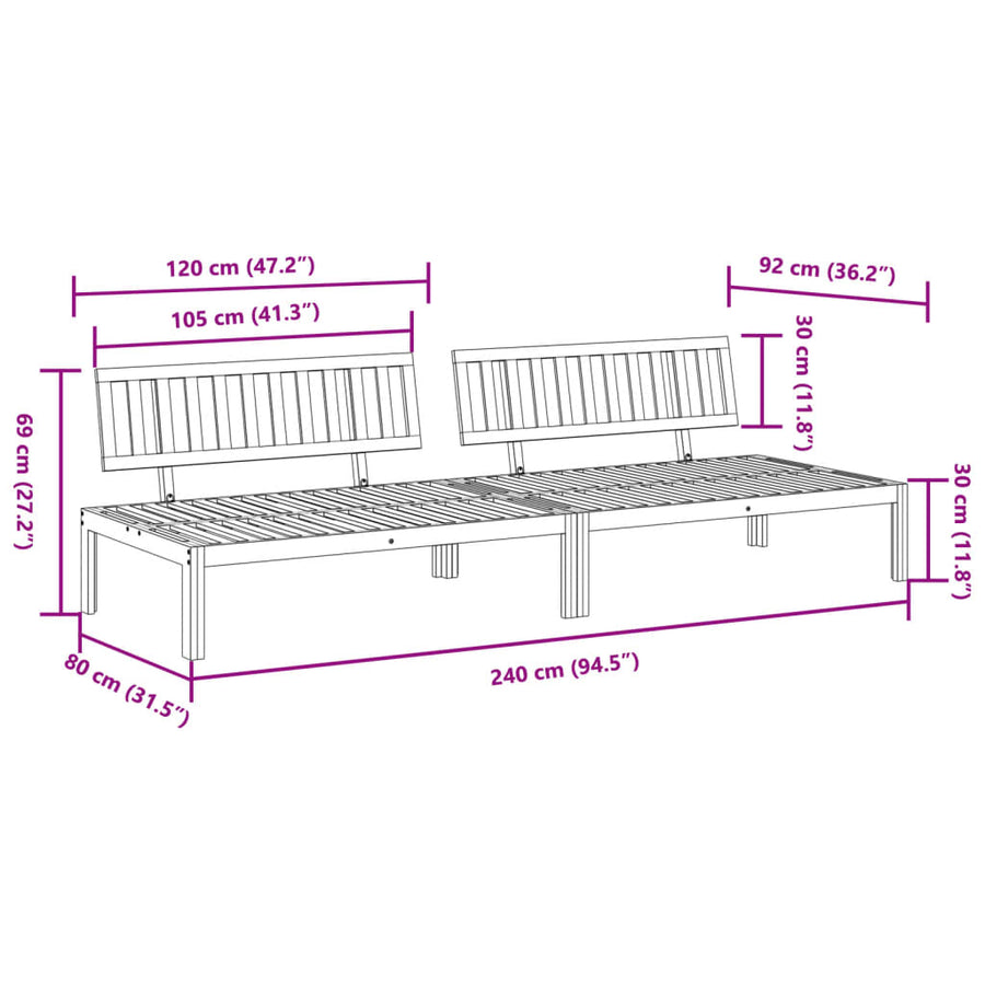 Tuinmiddenbanken 2 st pallet massief acaciahout