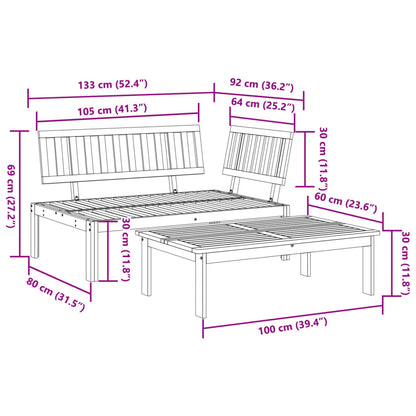 2-delige Loungeset pallet massief acaciahout