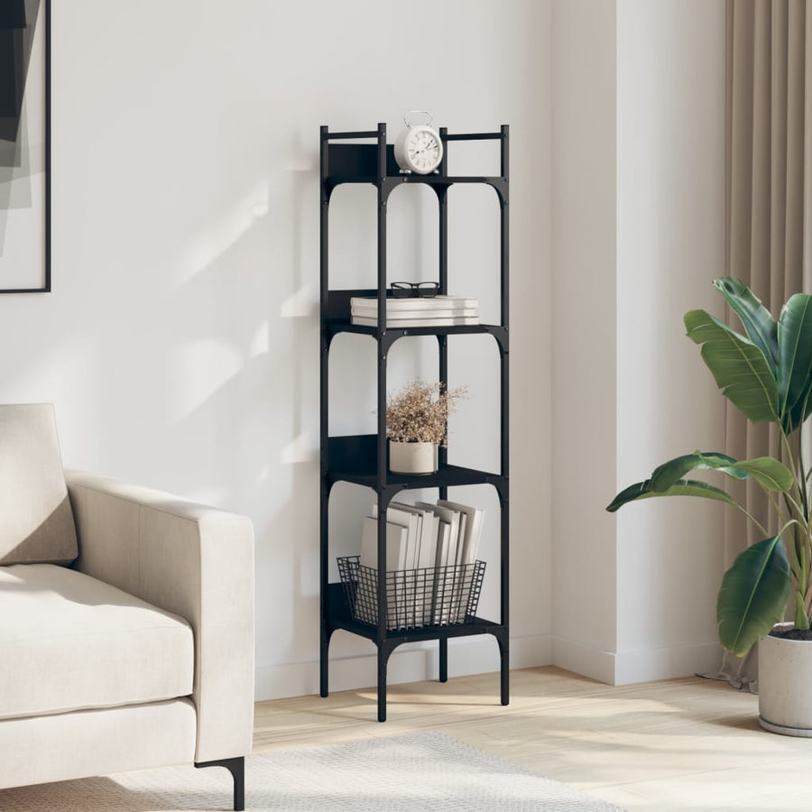 Boekenkast 4-Laags 35X30X38,5 Cm Bewerkt Hout 35 x 30 x 138.5 cm Zwart