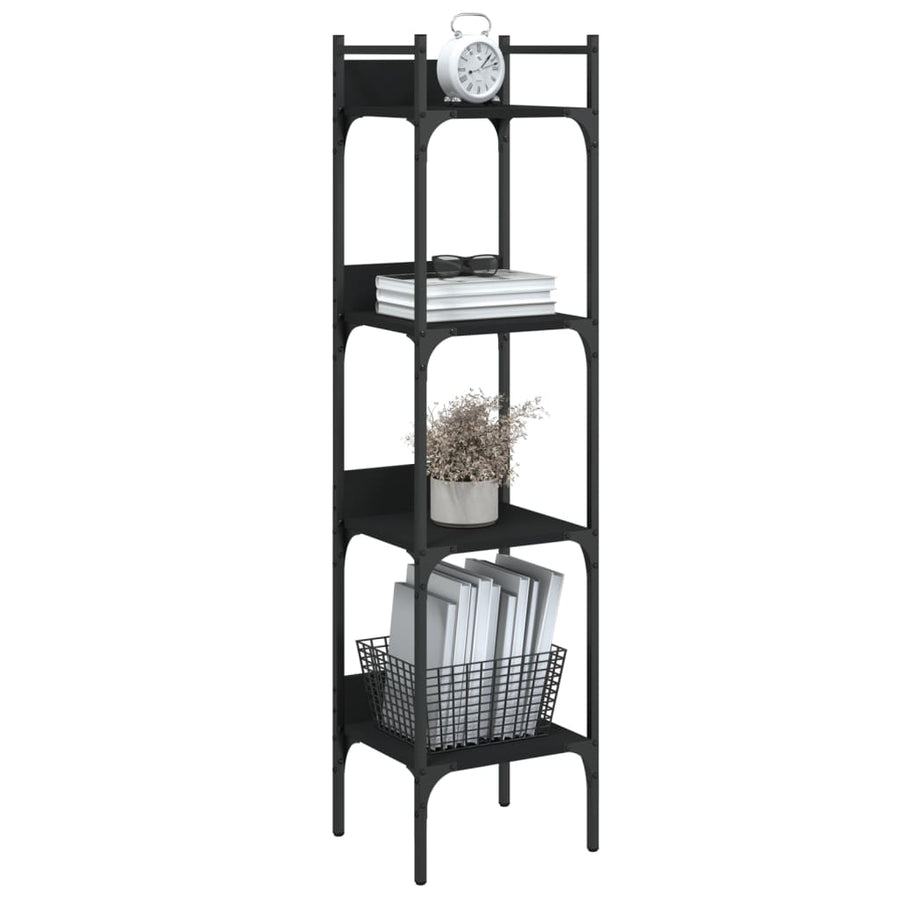 Boekenkast 4-Laags 35X30X38,5 Cm Bewerkt Hout 35 x 30 x 138.5 cm Zwart