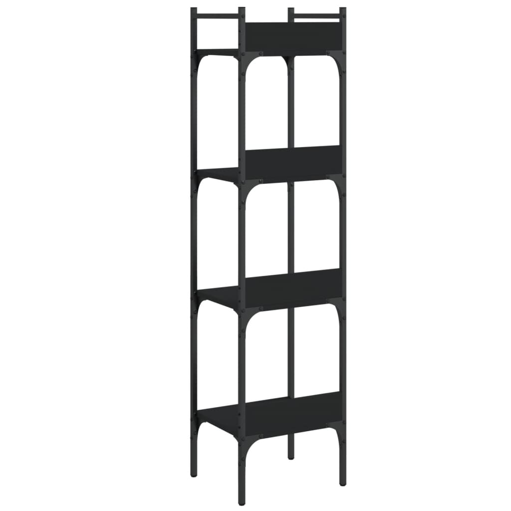 Boekenkast 4-Laags 35X30X38,5 Cm Bewerkt Hout 35 x 30 x 138.5 cm Zwart
