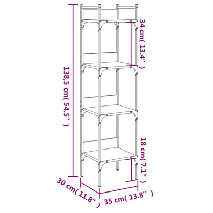 Boekenkast 4-Laags 35X30X38,5 Cm Bewerkt Hout 35 x 30 x 138.5 cm Zwart
