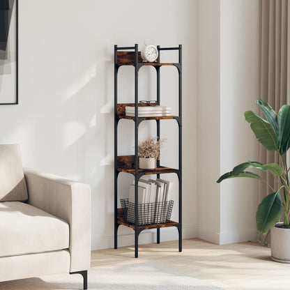 Boekenkast 4-Laags 35X30X38,5 Cm Bewerkt Hout 35 x 30 x 138.5 cm Gerookt eiken