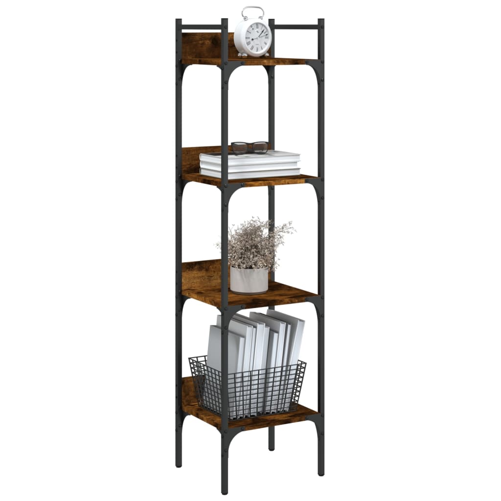 Boekenkast 4-Laags 35X30X38,5 Cm Bewerkt Hout 35 x 30 x 138.5 cm Gerookt eiken