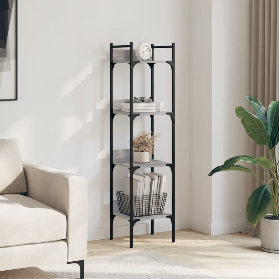 Boekenkast 4-Laags 35X30X38,5 Cm Bewerkt Hout 35 x 30 x 138.5 cm Grijs sonoma