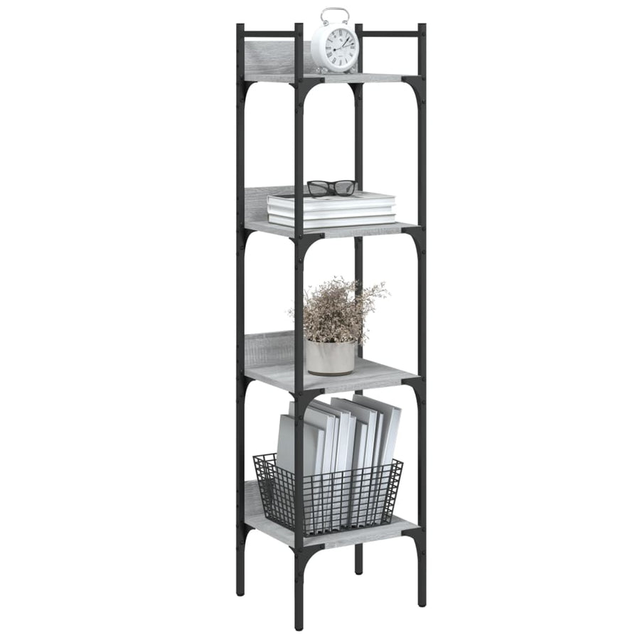 Boekenkast 4-Laags 35X30X38,5 Cm Bewerkt Hout 35 x 30 x 138.5 cm Grijs sonoma