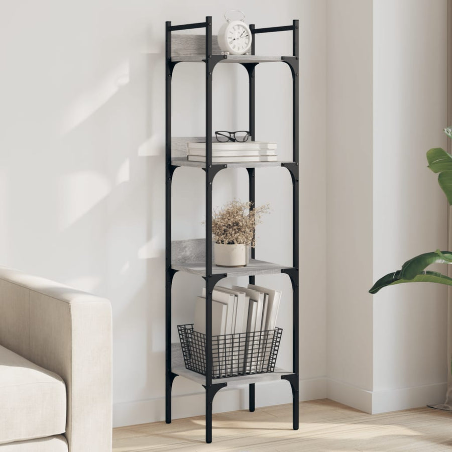 Boekenkast 4-Laags 35X30X38,5 Cm Bewerkt Hout 35 x 30 x 138.5 cm Grijs sonoma