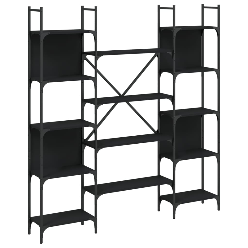 Boekenkast 55,5X24X66,5 Cm Bewerkt Hout 155.5 x 24 x 166.5 cm Zwart