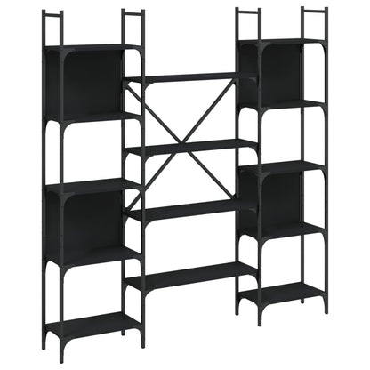 Boekenkast 55,5X24X66,5 Cm Bewerkt Hout 155.5 x 24 x 166.5 cm Zwart