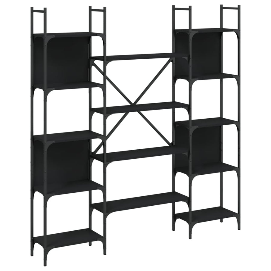 Boekenkast 55,5X24X66,5 Cm Bewerkt Hout 155.5 x 24 x 166.5 cm Zwart
