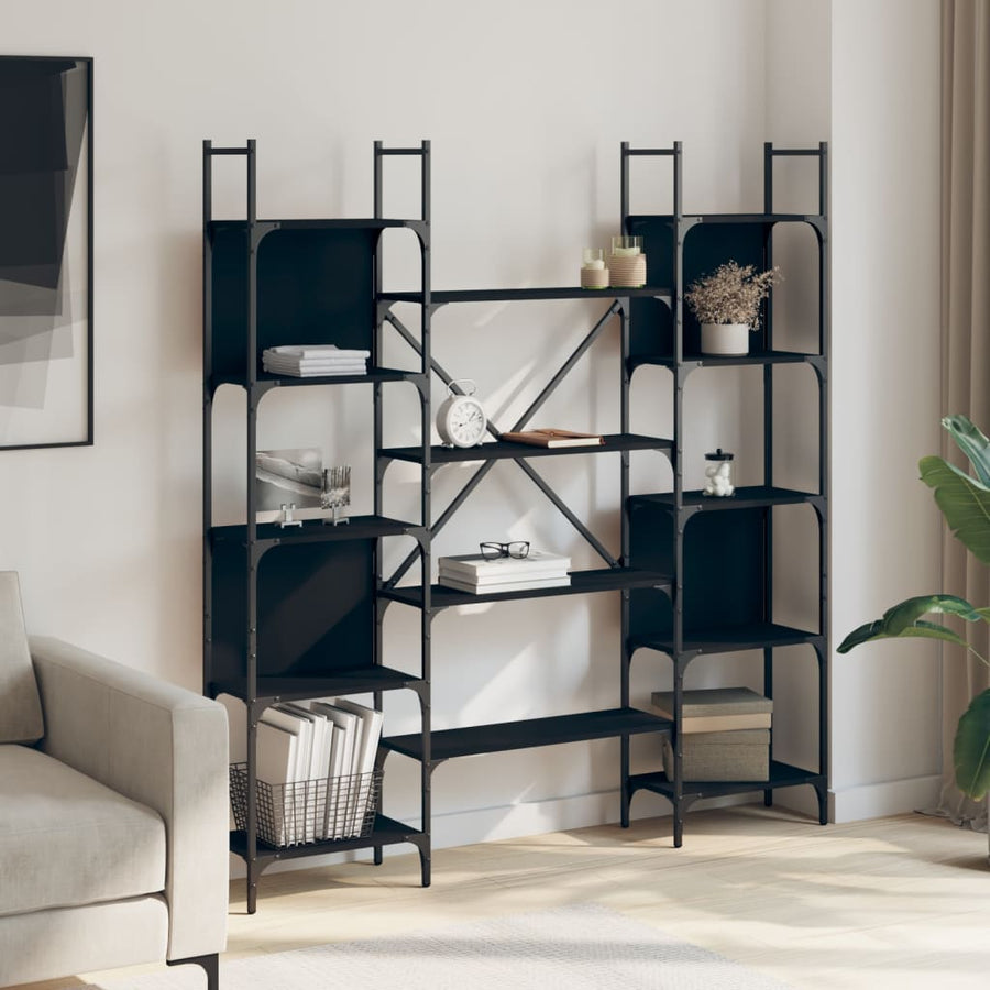 Boekenkast 55,5X24X66,5 Cm Bewerkt Hout 155.5 x 24 x 166.5 cm Zwart