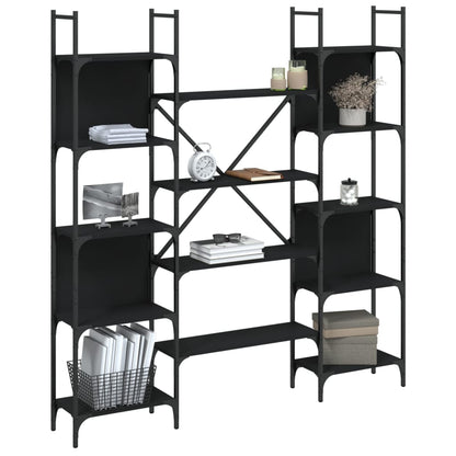 Boekenkast 55,5X24X66,5 Cm Bewerkt Hout 155.5 x 24 x 166.5 cm Zwart